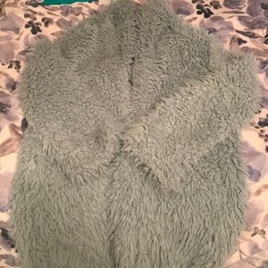 Teal fuzzy coat